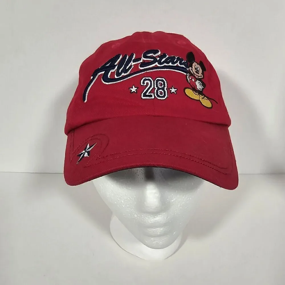 Disney Mickey‎ Mouse All Star #28 Baseball Hat Youth Size Large Red Adjustable